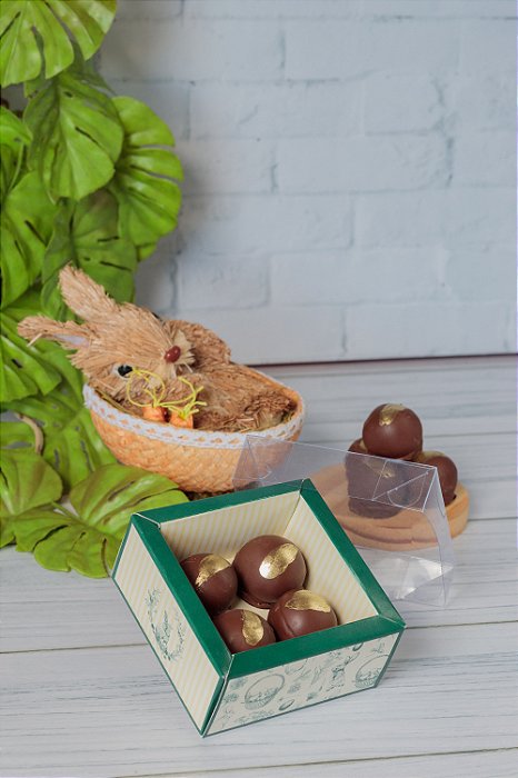 Caixa para 4 doces - Coleção Esperança Green (20 unidades)