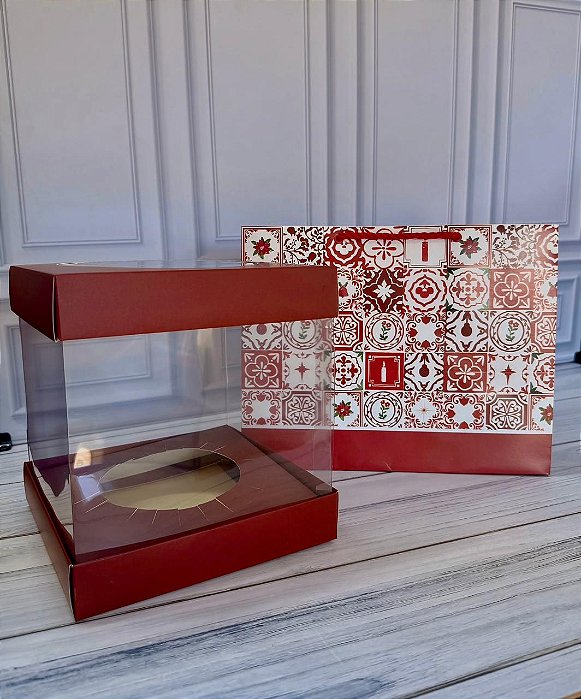 Kit sacola + caixa para panetone 500gr - Coleção Azulejo (40 unidades)