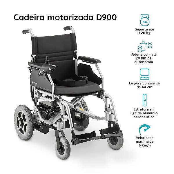 Cadeira de rodas motorizada alumínio D900 - 120kg - Dellamed