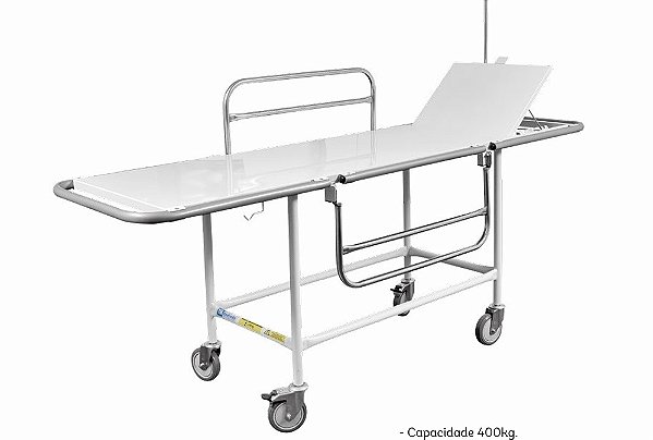 Carro maca hospitalar com grades inox - até 250 kg
