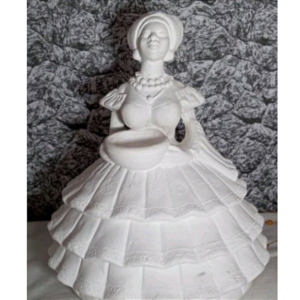 Baiana com Cesta 23cm Gesso Cru