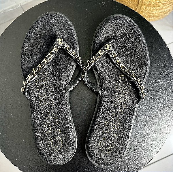 FLIP FLOPS BLACK CHANEL FLATS