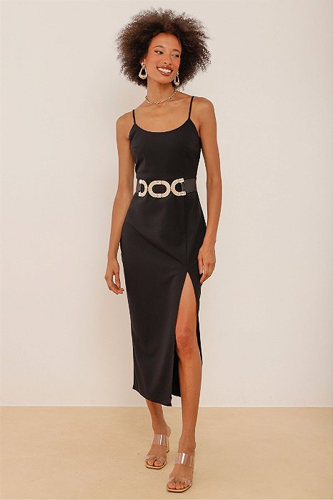 Vestido Midi Alfaiataria com Cinto