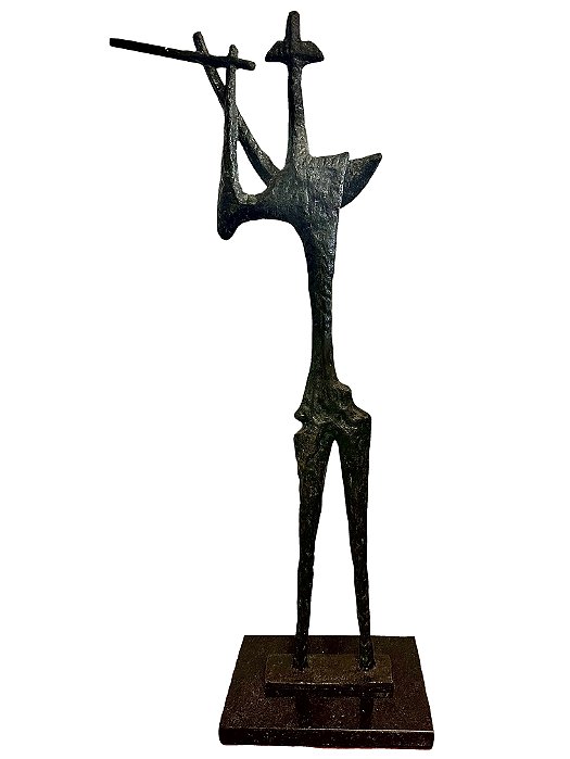 Bruno Giorgi - "Flautista" - Escultura em bronze - 71x28cm ( medidas totais)