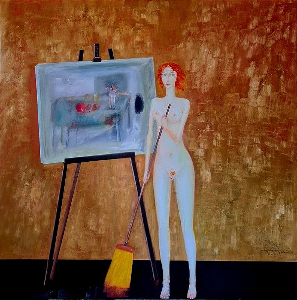 Guilherme de Faria - Alma Welt no Ateliê - óleo sobre tela, 2005 - 100x100cm