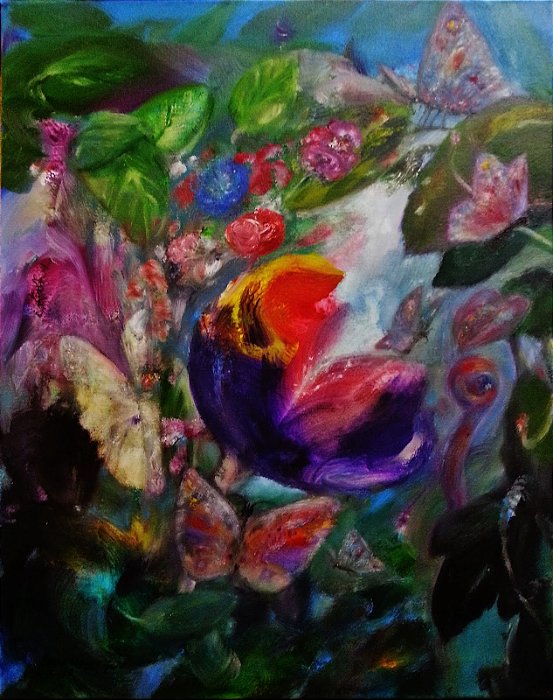 Guilherme de Faria - Fantasia Floral nº 1 - óleo sobre tela 2018, 50x40cm
