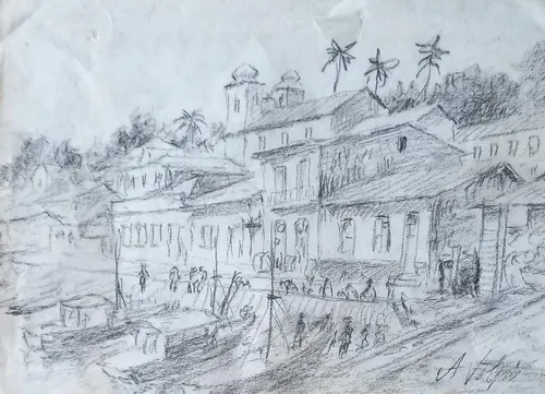 Alfredo Volpi, Desenho Sobre Papel, Medindo 25cm X 18cm B8