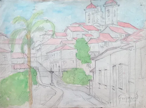 Guignard , A. Da Veiga Desenho Sobre Papel, 30x23cm B8 R1