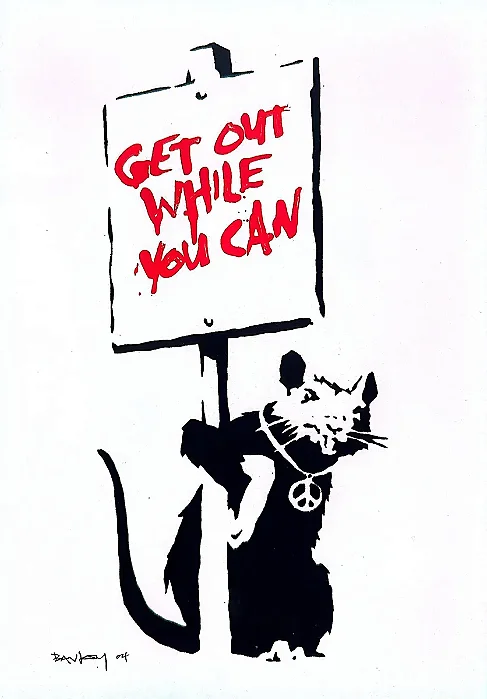 Banksy 04, Gravura, Get Out While You Can, 48x33cm