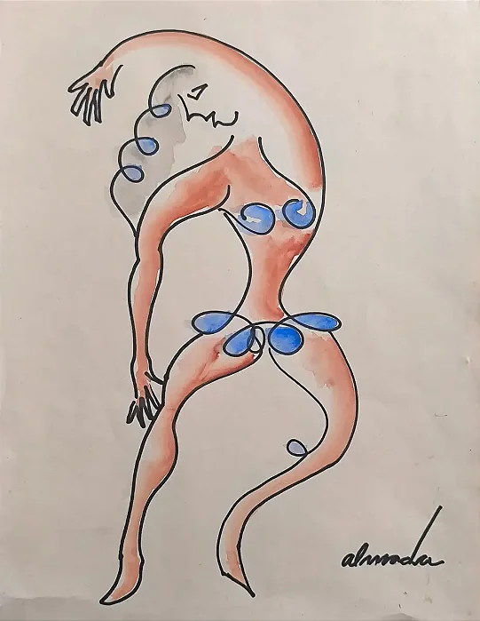 Almada Negreiros, Técnica Mista Sobre Cartão 24x32cm