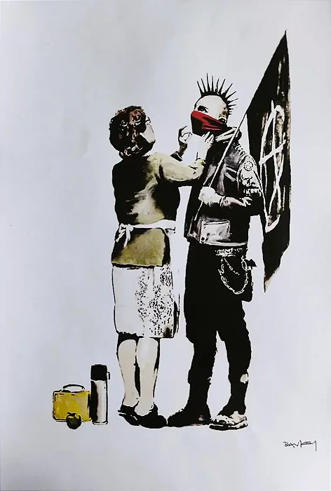 Banksy, Gravura Punk Anarquista E Mãe, Medindo 32cm X47cm B8