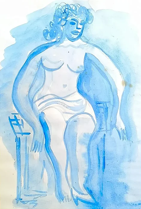 E. Di Cavalcanti, Aquarela Sobre Papel, Medindo 22x 32cm G7