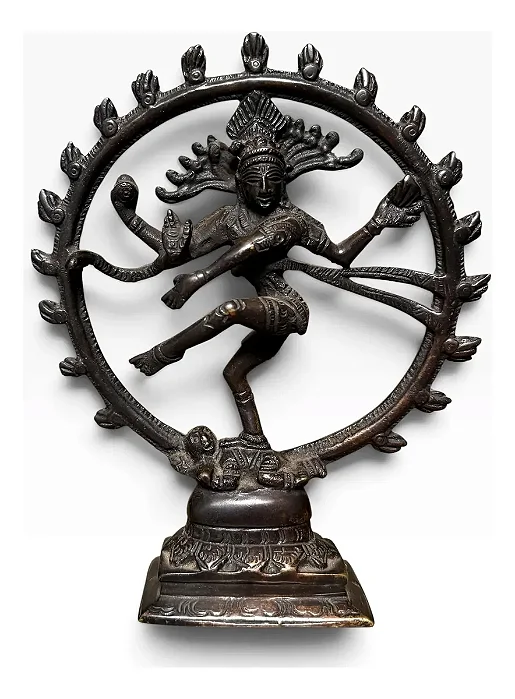 Shiva, Roda De Fogo, Escultura Em Bronze, 22x18cm Jvs7