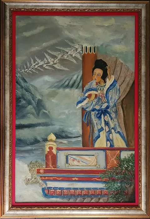 Antigo Quadro Oriental Assinado , Ost , 89 X57 Cm ! B8