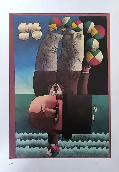 Inos Corradin, Gravura Equilibrista Com Cartola, 48cm X 33cm