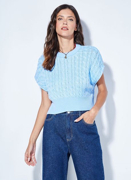 Blusa Le Lis Blanc Azul Tricô