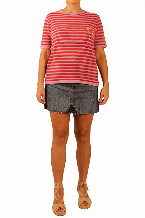 Blusa Eva Listras Vermelha e Lilás