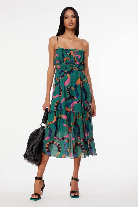 Vestido Animale Verde Estampado