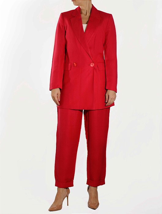 Conjunto Massimo Dutti Blazer + Calça Rosa Linho