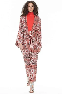 Conjunto Animale Calça + Blusa Amarração Frente ou Calça + Kimono ou Calça + Blusa Manga Longa Tapeçaria