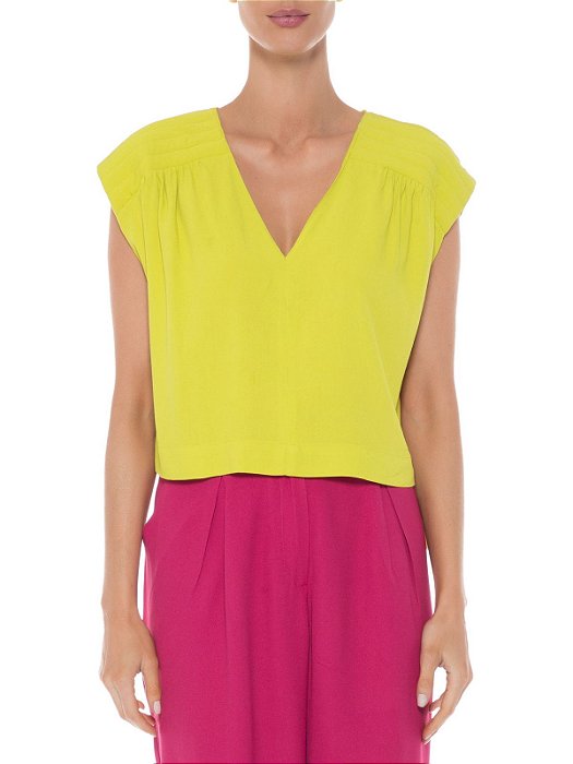 Blusa Le Lis Blanc Amarelo Neon Cropped