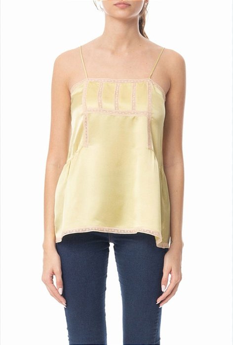 Blusa Alça Animale Amarela Seda