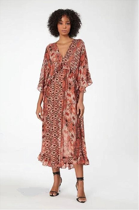 Vestido Animale Estampa Tapeçaria Geométrico