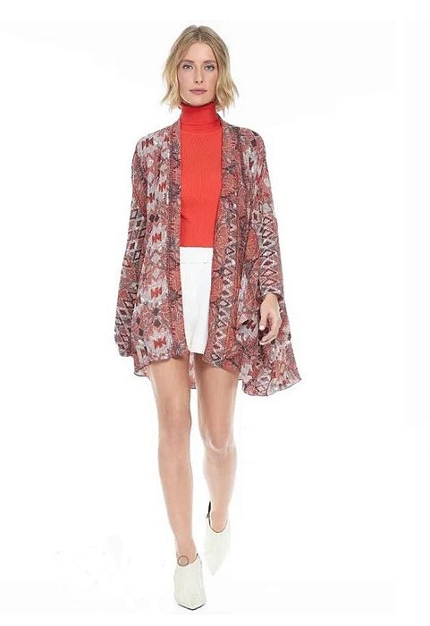 Kimono Animale Estampa Tapeçaria Geométrico