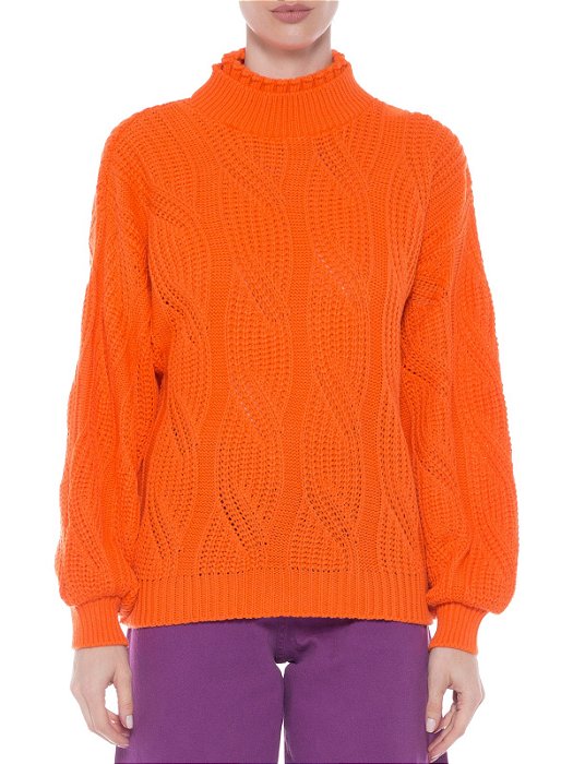 Suéter Shop2gether Laranja Tricô Gola Alta