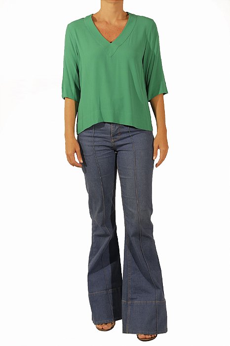 Blusa Zara Verde Tecido