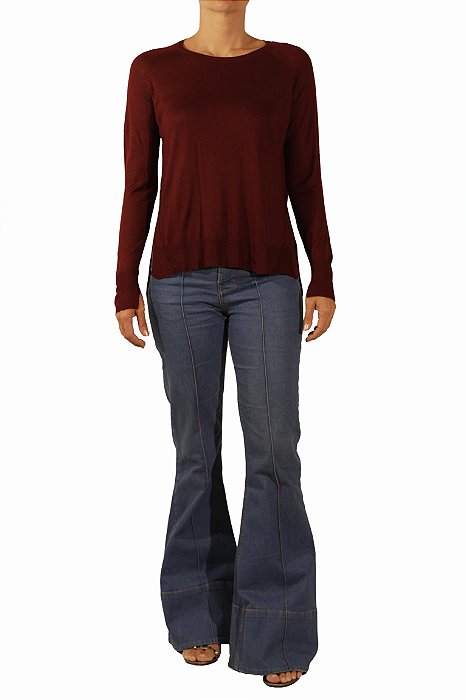 Blusa Eva Vinho Knit Tricot