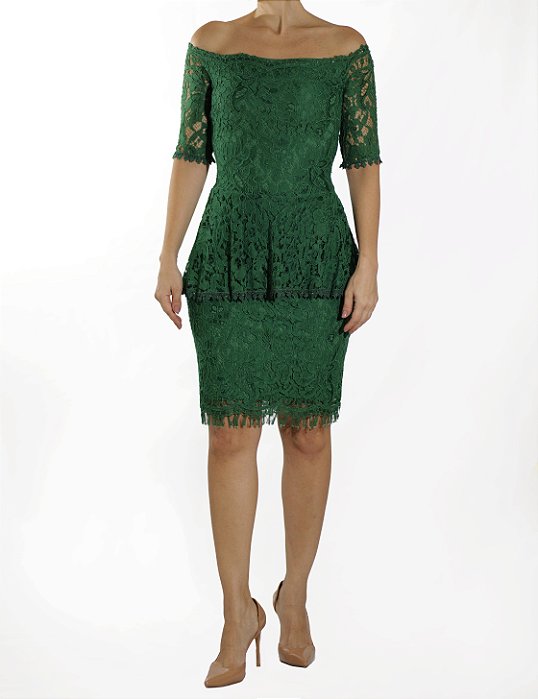 Vestido Anne Fernandes Verde Renda