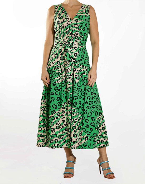 Vestido Eva Verde Estampado Onça