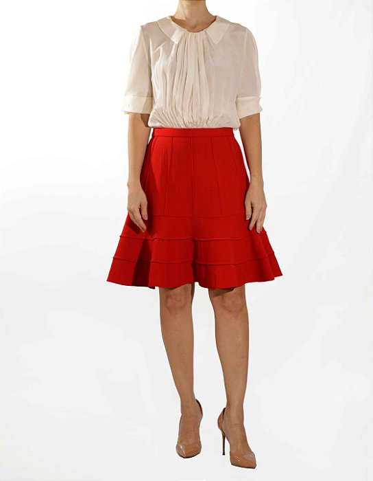 Vestido Miu Miu Vermelho e Branco Seda