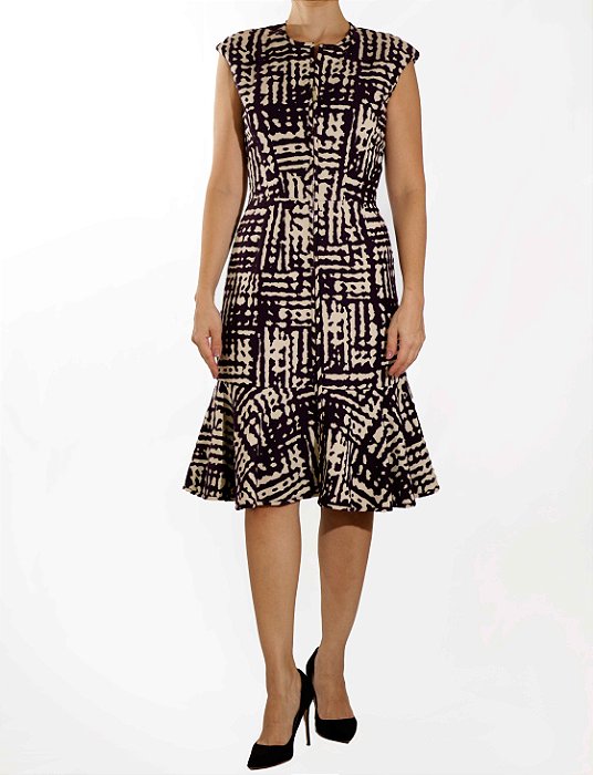 Vestido Carolina Herrera Roxo e Bege