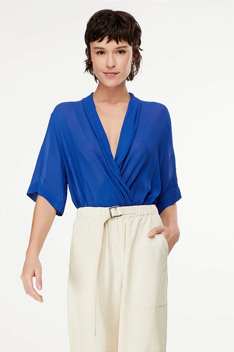 Blusa Animale Azul Seda
