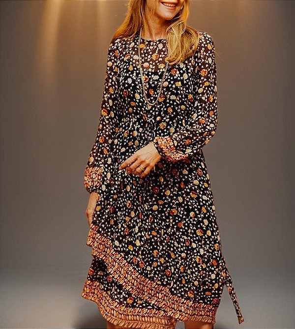 Vestido Ateen Estampado Seda