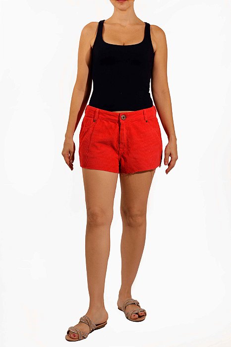 Short Animale Vermelho Veludo
