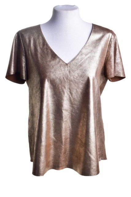 Blusa Cris Barros Dourada de Couro