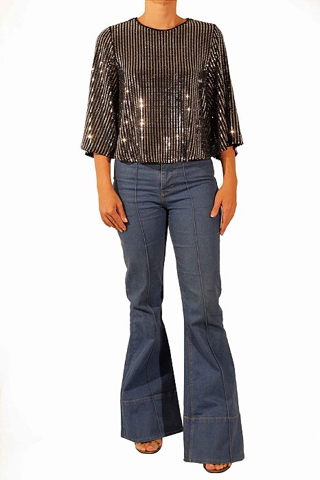 Blusa Le Lis Blanc Metalizada Preta
