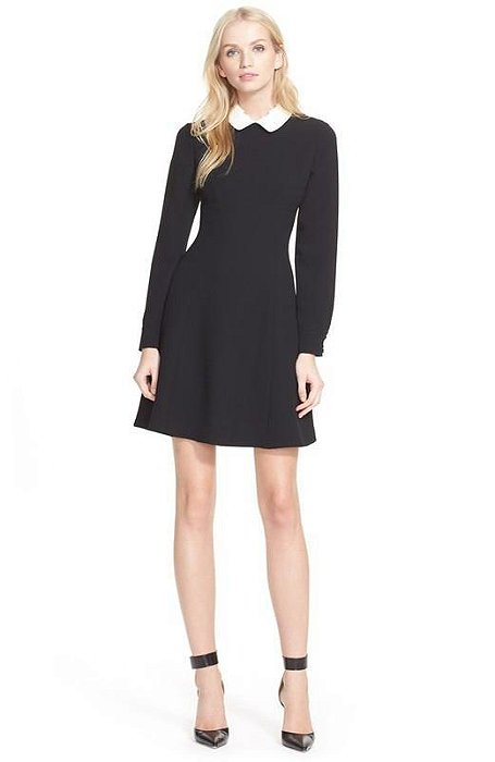 Vestido Kate Spade Preto Gola Bordada