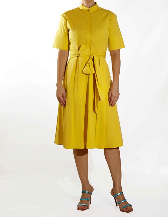 Vestido Midi Salvatore Ferragamo Amarelo Chemise