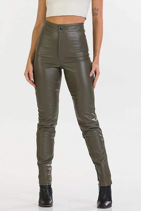 Calça Zara Verde Musgo Poliuretano