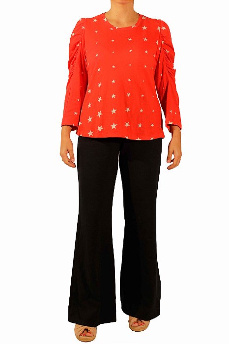 Blusa Eva Vermelha Estrelas Brancas