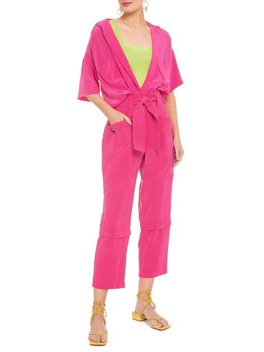 Calça Animale Rosa Magenta Cintura alta Ilhos