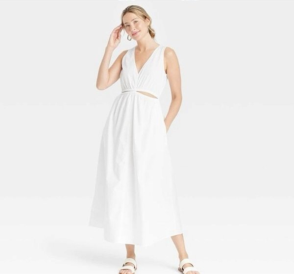 Vestido Longo Zara Branco Detalhes