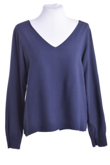 Blusa Mixed Azul Lisa Manga Longa