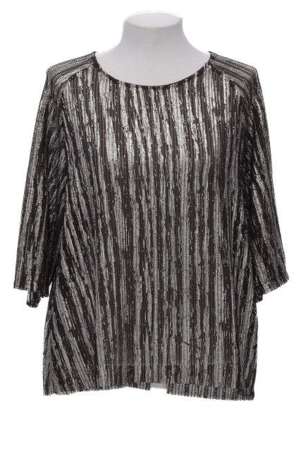 Blusa Zara Preta Brilhos Prata