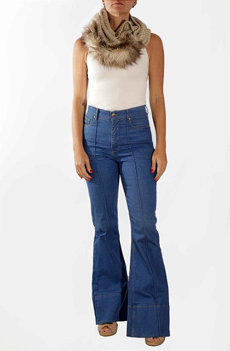 Gola Animale Bege Tricot e Pele