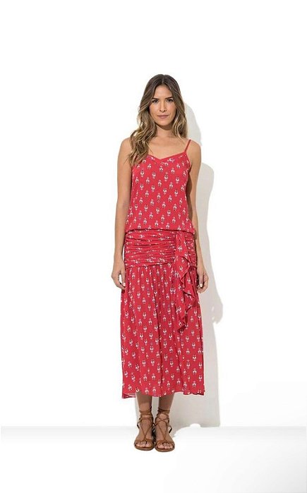 Blusa Ateen Vermelha Estampada de Seda